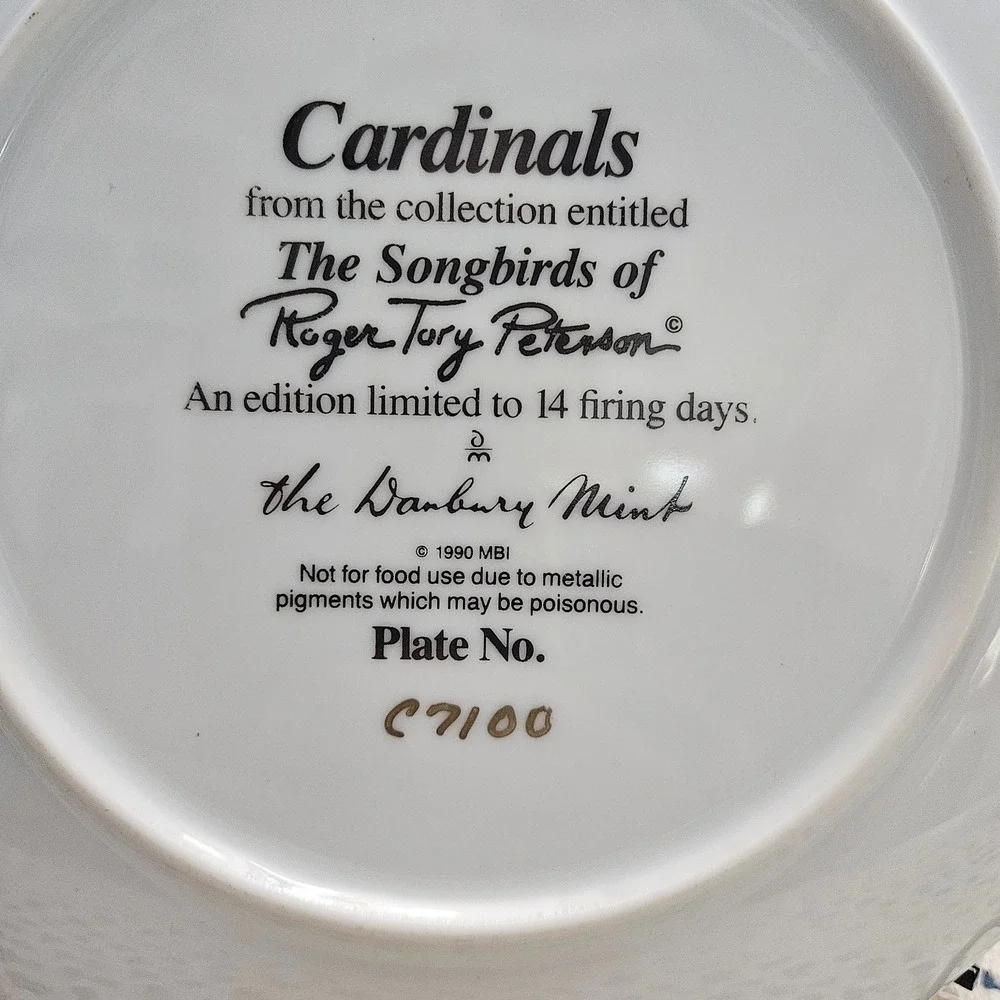 Danbury Mint Songbirds of Roger Peterson Cardinals Decorative Plate 8